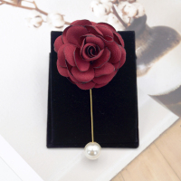 胸花布艺花朵一字胸针女气质韩国职业外套开衫别针装饰西装配饰女 3号酒红色胸针款