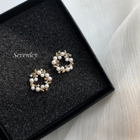 韩国气质珍珠耳钉2020年新款潮耳环女甜美小巧纯银针耳钉时尚耳饰 金色 S925 银针