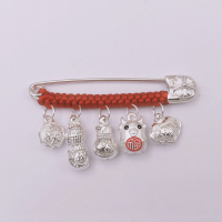 宝宝辟邪挂件随身婴儿童孕妇安全胸针防惊吓990纯银别针新生儿 12.大号别针+八卦+花生+等如图