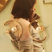 因缺斯汀925银针简约设计几何金属珍珠夏季耳钉东大门一款两戴 金色一对