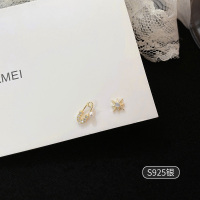 别针芒星珍珠小耳钉女ins简约小巧精致个性耳环2021年新款潮耳饰 别针芒星小耳钉 银针