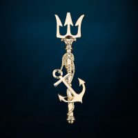 三叉戟西服胸针男高档胸花潮人领针英伦风大衣徽章一字别针插针式 长别针金色