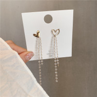 [S925银针]2020新款水晶流苏耳钉长款气质耳坠显脸瘦耳环耳饰女 主图款-不对称爱心水晶耳钉