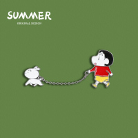 蜡笔小新胸针日系可爱情侣卡通动漫徽章学生书包包扣针衣服配饰女 小新遛小白X143