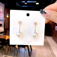 925银针德鲁纳酒店同款耳钉简约韩版气质耳环女网红珍珠复古耳坠 金色(925银针)