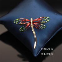2021气质外套西服胸花奢华高档西装大衣胸针女毛衣别针大气配饰 彩蜻蜓胸针 XZD430