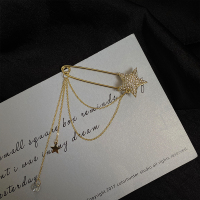 欧美满钻星星链条胸针女高档ins潮奢华个性别针时尚气质西装配饰 奢华个性金色胸针