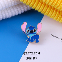 史迪仔胸针ins潮可爱日系史迪奇徽章金属卡通勋章 学生书包装饰品 粉色史迪奇