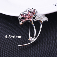 百搭饰品中式胸针女时尚简约气质别针胸花韩版徽章配饰防走光 玫红色 银杏叶酒红