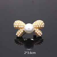 固定衣服别针韩版简约珍珠蝴蝶结防走光胸针衣领配饰别针胸花百搭 JY05# 米珍珠蝴蝶结 金色