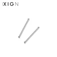 XIGN999足银耳钉简约圆珠耳棒养耳洞耳骨钉耳棍迷你耳环耳针男女 999足银双头圆珠款(2只价)