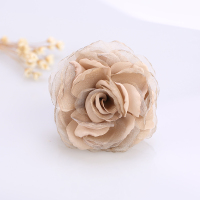韩版绢纱布艺胸花轻薄花朵胸针优雅别针外套毛衣职业套装配女 香槟色胸针款