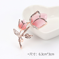 水晶高档胸针玫瑰花饰品胸花女西装领针大衣配饰披肩扣别针饰品 粉色玫瑰胸针