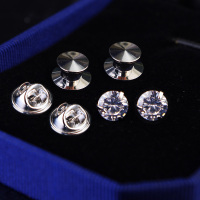 小号圆钻领针胸针领口防走光扣子固定肩带别针男女士西装衬衣配饰 白金色2枚配两种扣绒盒装