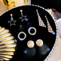 法式高级感耳钉2021年新款潮女S925银针耳环网红气质大气时尚耳饰 13#温婉娴静(四件套)