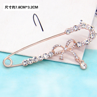 高档水晶胸针女奢华大气别针丝巾扣韩国胸花两用防走光西装潮配饰 蝴蝶结别针