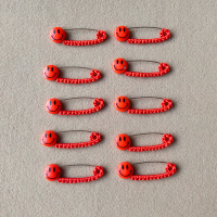 孕妇宝宝婴幼儿童大号安全笑脸别针G型扣红绳编织金刚结胸针辟邪 10个别针