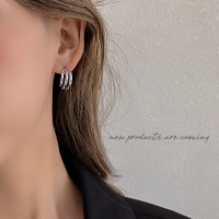 S925银针ins个性光面耳钉百搭女冷淡风耳环韩国气质网红耳圈耳饰 银色耳钉