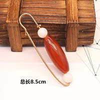 中国民族风天然材质玛瑙珠大别针披肩围巾扣开衫配饰简约胸针女 MD801 红玛瑙