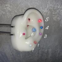 韩极光唇钉钛钢细针迷你欧珀石澳宝拧螺丝耳骨钉彩色小球耳钉豆豆 1彩白色6mm 单只价