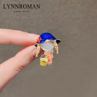 日系可爱小女孩胸针ins潮个性卡通创意别针领针防走光扣开衫配饰 LY1059胸针-小女孩蓝色帽子款