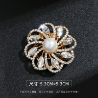 气质胸针女高档奢华百搭大气毛衣胸花别针西装个性徽章饰品配饰 9#富贵花金白色
