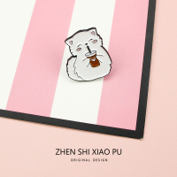 喝饮料的猫咪可爱日系爱心胸针闺蜜卡通徽章别针配饰品ins潮个性 喝饮料的猫