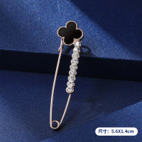 胸针女毛衣别针扣针开衫扣固定衣服配饰秋冬外套胸花高档气质奢华 四叶草黑色