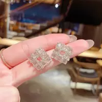高级感锆石方形耳钉超闪气质奢华网红高档银针水晶耳环女2020新款 超闪锆石井字