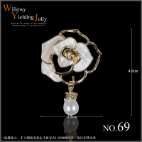 天然淡水珍珠胸针胸花配饰毛衣扣装饰无忧纪新款精致饰品防走光扣 米白色 69号水滴吊坠山茶