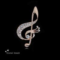 个性乐器音符胸花韩版西服胸针女男领针徽章玫瑰金防走光别针 白色 金底白钻