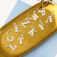 妻子的日韩新款闺蜜字母耳钉S925纯银针闪耀锆石水晶耳环耳坠耳饰 A字母银针单只A