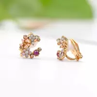 925纯银针甜美彩色花环圈圈耳钉气质清新耳环女 秋冬款耳环耳饰 1#耳夹C32