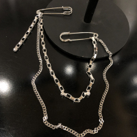 ins潮原宿风网红酷链条简约长款别针胸针装饰街头西服配饰男女款 胸针项链