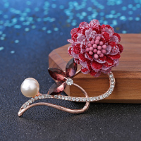 韩国潮流胸针外套别针开衫毛衣胸花女简约百搭披肩扣针大别针配饰 花瓣胸针-大红