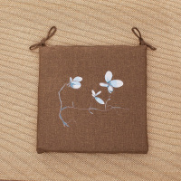 方形餐桌椅垫坐垫学生办公室久坐教室凳子椅子四季通用座垫家用 卡其色刺花款【可拆洗】 直径45cm厚度4cm【加厚款