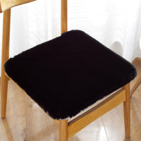 四季加厚毛绒椅子垫办公家用坐垫通用防滑学生教室坐垫多功能椅垫 厚实兔毛绒-黑色 45x45cm带弹性扣带
