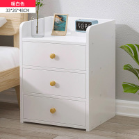 床头柜置物架简约现代收纳柜简易卧室床边小柜子迷你小型储物柜 [主图款]暖白色(推荐) 组装