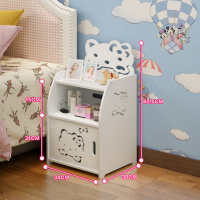 简约现代床头柜组装客厅PVC储物柜儿童卧室沙发窄柜迷你小收纳柜 KT猫床头大号(带门) 组装