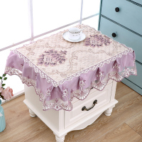 床头柜盖布防滑卧室柜罩套茶几打印机多用防尘盖方巾凳垫简约现代 富贵吉祥 紫色 定做尺寸联系客服备注