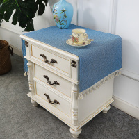 现代简约卧室床头柜盖布打印机防尘布艺遮盖巾长方形纯色棉麻定做 素雅-湖蓝 45*100cm