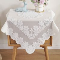 床头柜盖布欧式2021年款式遮茶杯打印机微波炉冰箱防尘罩蕾丝桌布 腊梅(米白) 140*200桌布