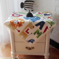 桌布田园空调布艺罩冰箱洗衣机靠背盖巾床头柜罩盖布 动物园 100*100厘米(冰箱/洗衣机用)2件(更优惠)