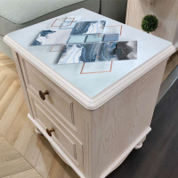 床头柜垫子防水防油印花小桌垫PVC桌布软玻璃防尘免洗彩色水晶板 一号山水纹 90*160厘米