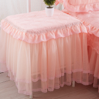 夹棉加厚 蕾丝床头柜罩套床头柜盖布盖巾防尘罩小台布布艺 玉色 宝贝为50*60通用尺寸