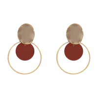 几何圆圈耳环925银针简约气质设计感小众秋冬网红显瘦脸耳饰女 几何圆形耳环925银耳针