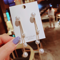 2020新款韩国东大门饰品珍珠流苏耳环长款耳坠耳钉气质显瘦脸耳饰 珍珠长流苏