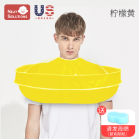 成人理发神器围布儿童剪发斗篷双层大人剪头发围兜不粘发披肩家用 成人款黄色-升级双圈(赠扫发海绵)
