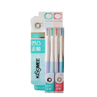 正畸牙刷凹凸搭配专用软毛矫正牙刷带牙套牙箍专用牙刷 凹凸3套(再送3套)+手动冲牙器1 牙刷颜色可备注