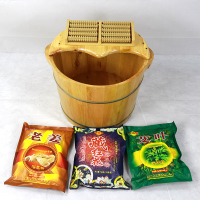 四川实木香柏木泡脚木桶足浴桶洗脚木盆洗脚桶浴足桶泡脚盆 30双耳+盖子+按摩器+泡脚礼包 +穴位图